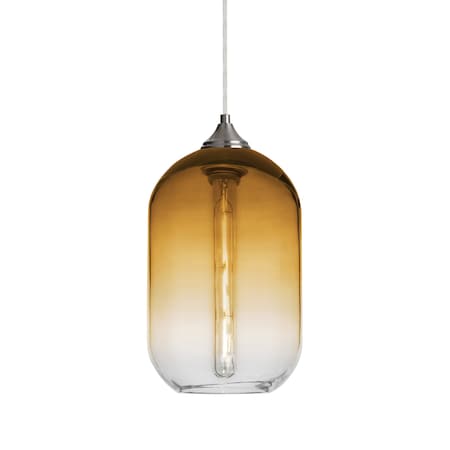 Besa Lighting Omega 12 Cord Pendant, Amber/Clear, Satin Nickel Finish, 1x4W LED Filament 1JT-OMEGA12AM-EDIL-SN